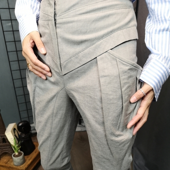 00S vintage designer avant garde high waist slim pants - Picture 5 of 8